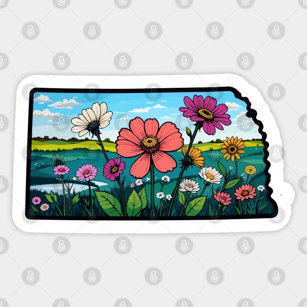 Nebraska Flowers Sticker by JessArty